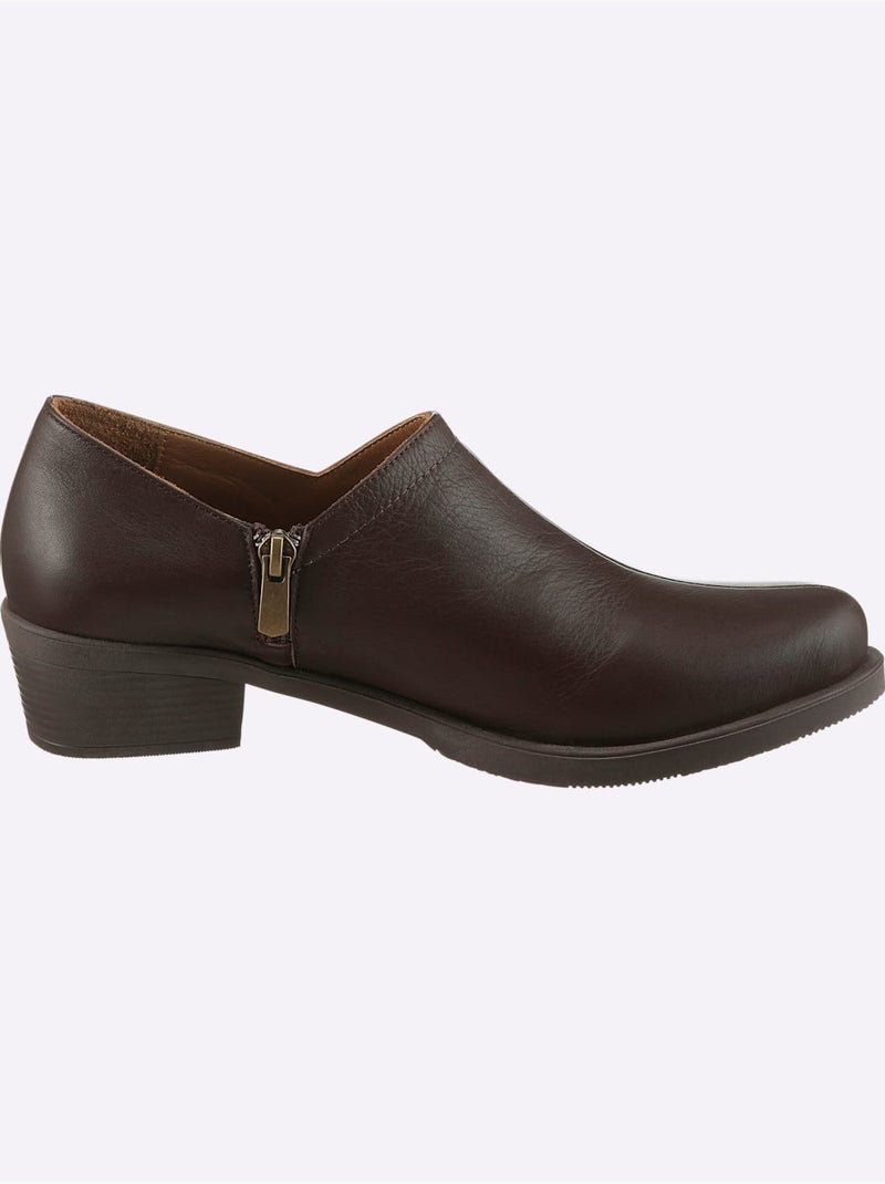 Bottine Courte Cuir Vachette - helline Marron foncé - Kiabi