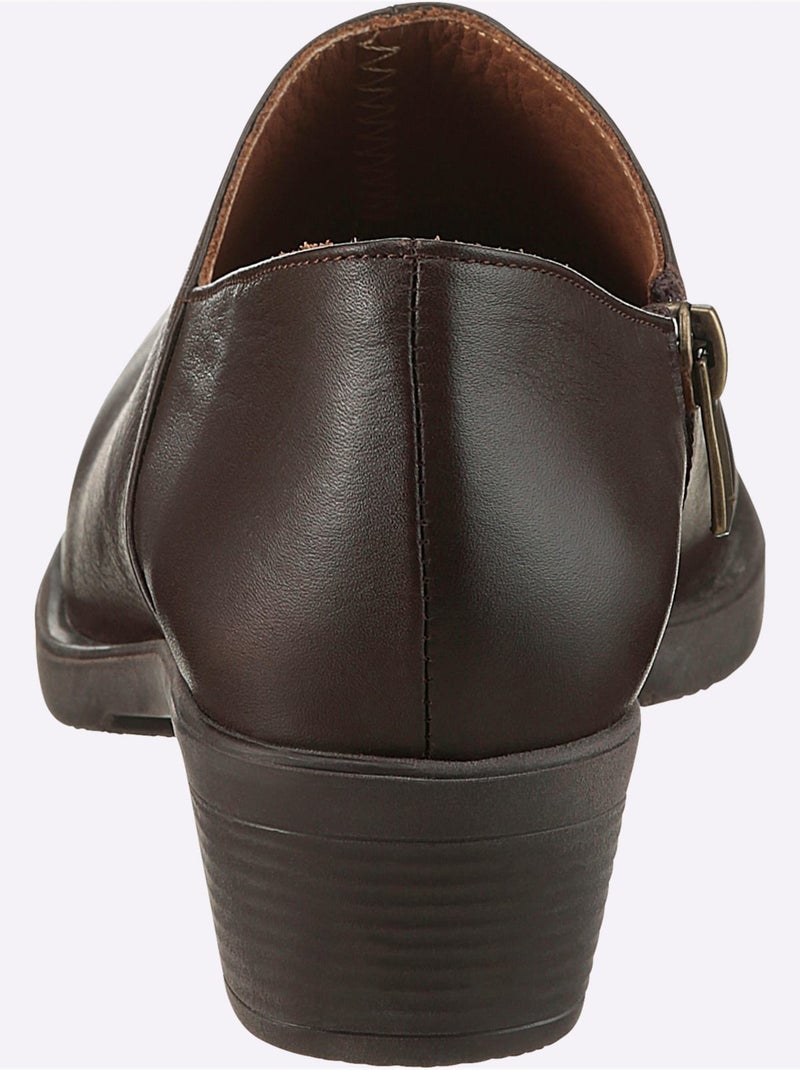 Bottine Courte Cuir Vachette - helline Marron foncé - Kiabi