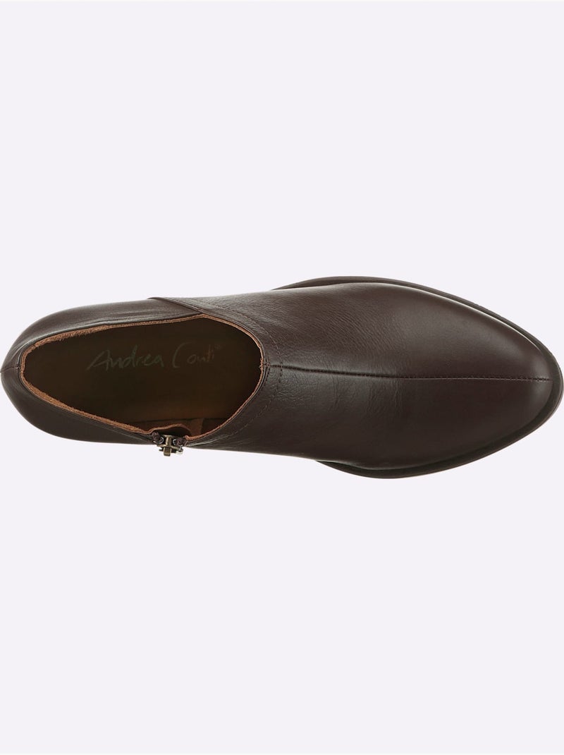 Bottine Courte Cuir Vachette - helline Marron foncé - Kiabi