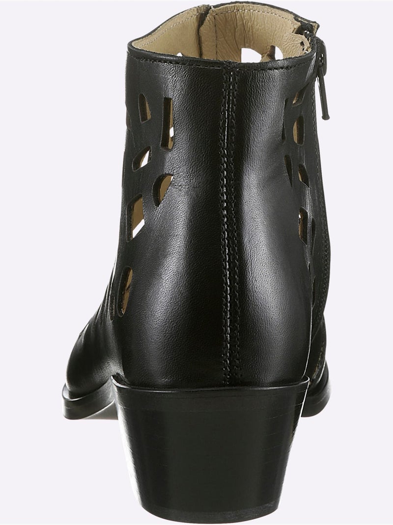 Bottine Courte Cuir Vachette - Taille Standard - Helline Noir - Kiabi
