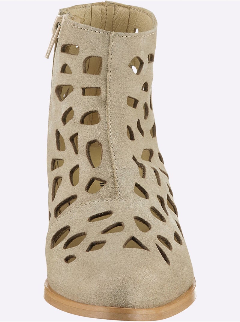 Bottine Courte Cuir Vachette - Taille Standard - Helline Sable - Kiabi