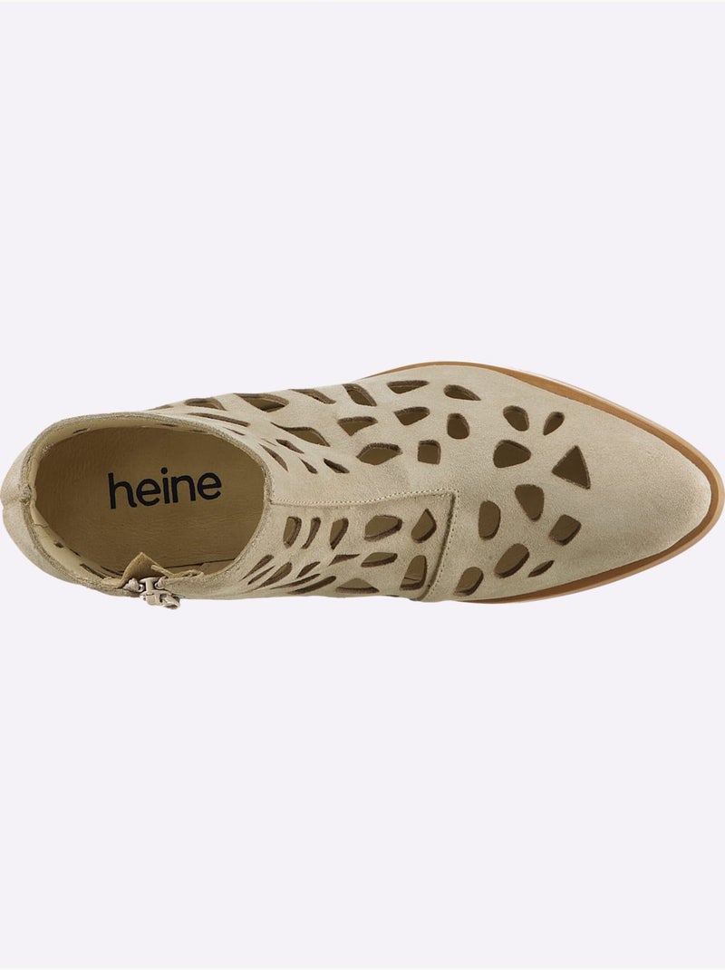 Bottine Courte Cuir Vachette - Taille Standard - Helline Sable - Kiabi