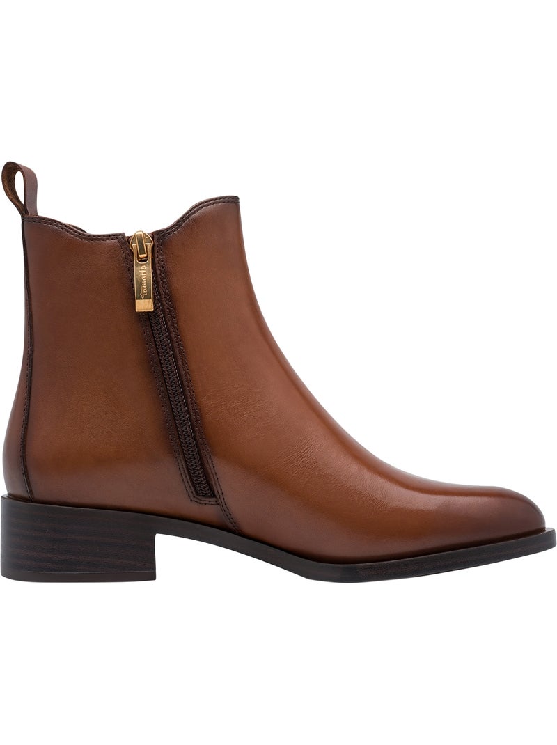 Bottine cuir à talon tamaris Marron - Kiabi