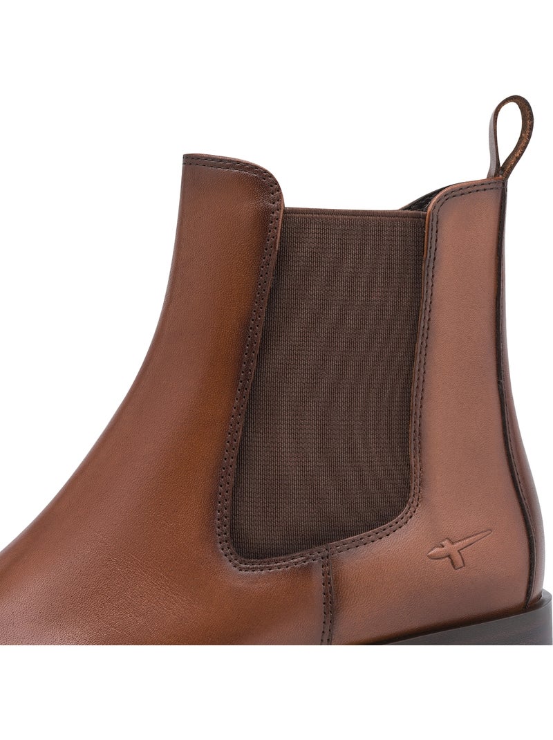 Bottine cuir à talon tamaris Marron - Kiabi