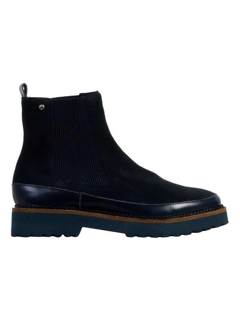 Bottine Cuir Emilie Karston Olivia Bleu marine - Kiabi
