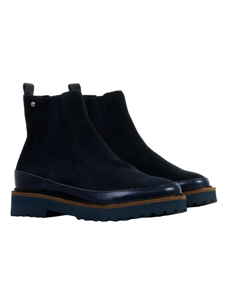 Bottine Cuir Emilie Karston Olivia Bleu marine - Kiabi