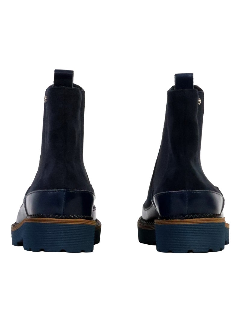 Bottine Cuir Emilie Karston Olivia Bleu marine - Kiabi