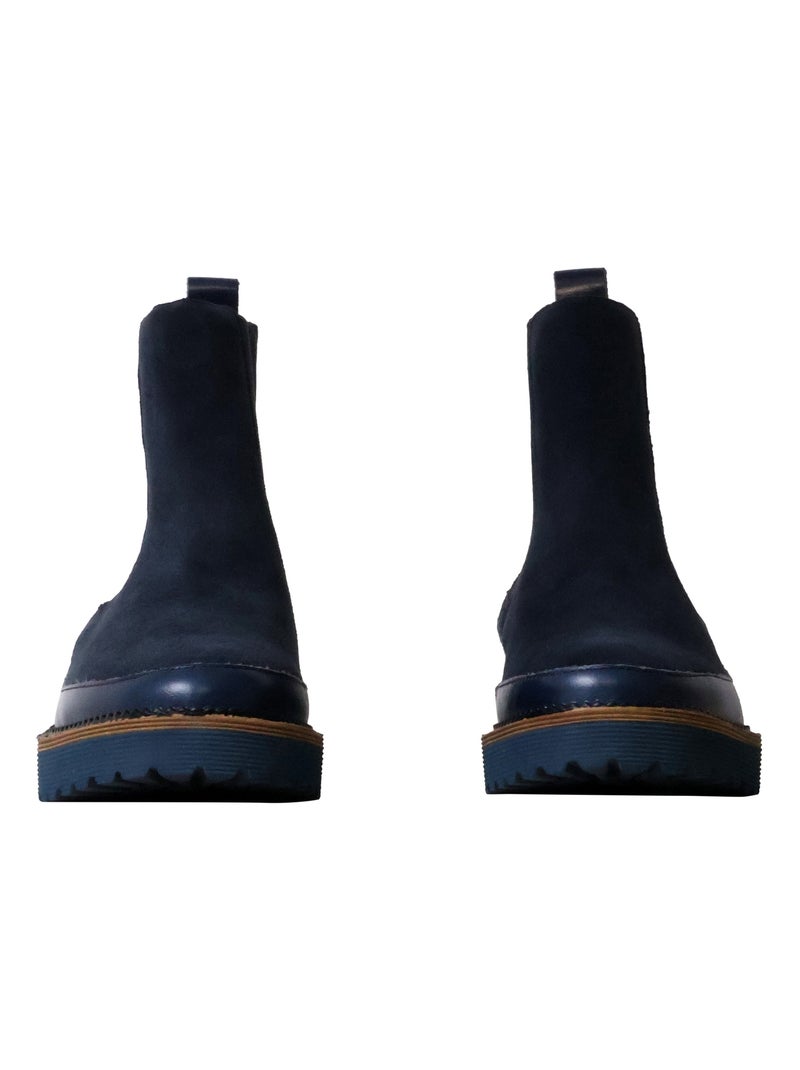 Bottine Cuir Emilie Karston Olivia Bleu marine - Kiabi