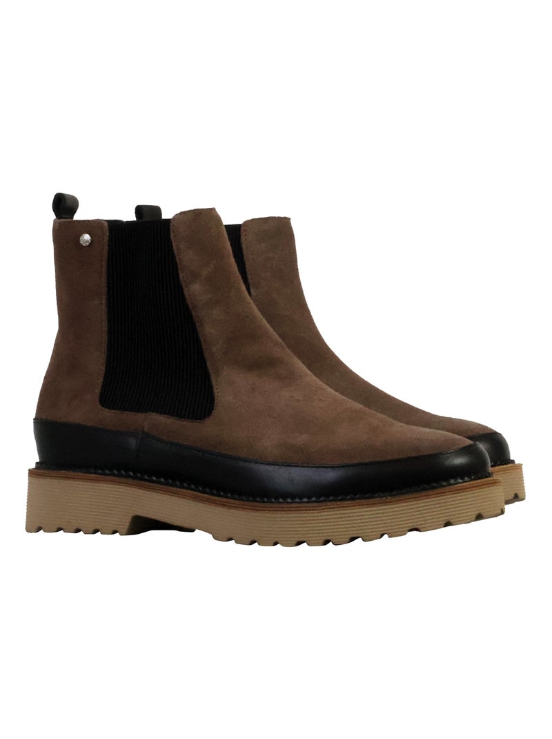 Bottine Cuir Emilie Karston Olivia Taupe - Kiabi