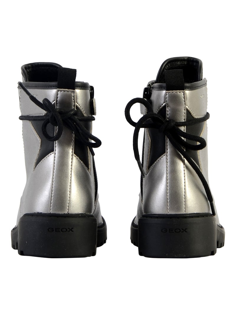 Bottine Cuir Enfant Geox Casey Argent - Kiabi