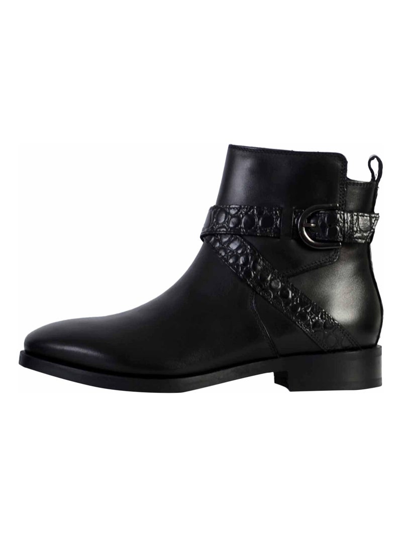 Bottine Cuir Geox Brogue Noir - Kiabi