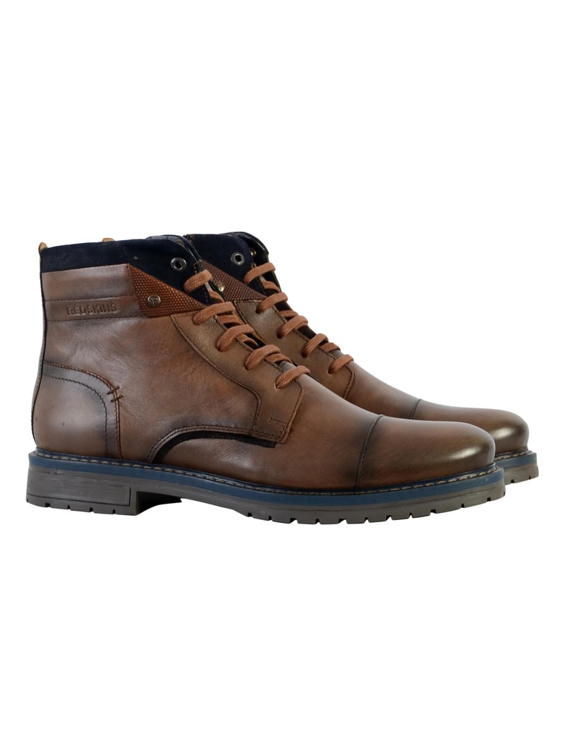 Bottine Cuir Redskins Notif Marron - Kiabi