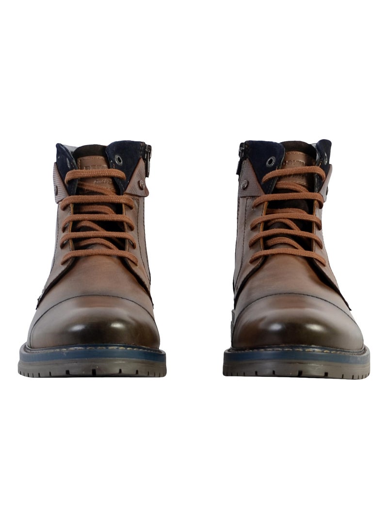 Bottine Cuir Redskins Notif Marron - Kiabi