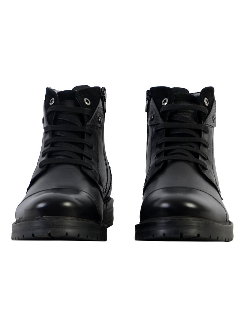 Bottine Cuir Redskins Notif Noir - Kiabi