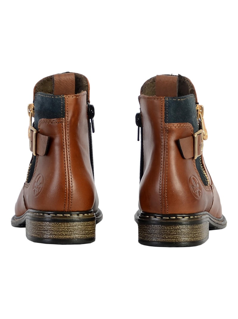 Bottine Cuir Rieker Lugano Marron - Kiabi