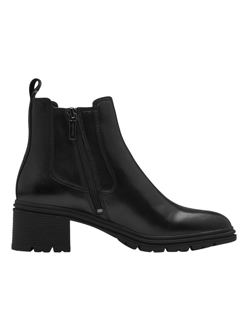 Bottine Cuir Tamaris Elasto Noir - Kiabi