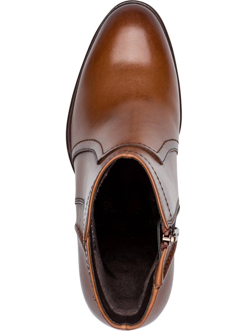 Bottine cuir tamaris Marron - Kiabi