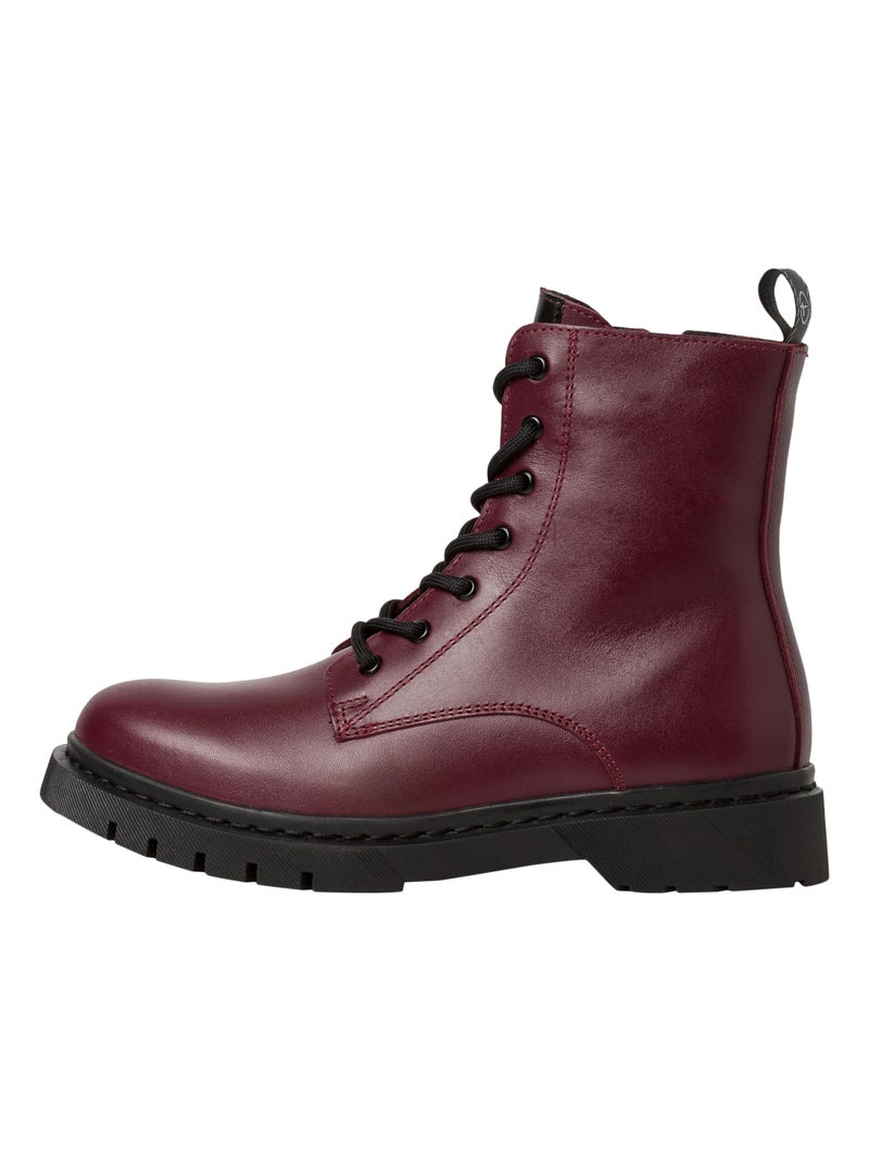 Bottine Cuir Tamaris Rouge - Kiabi