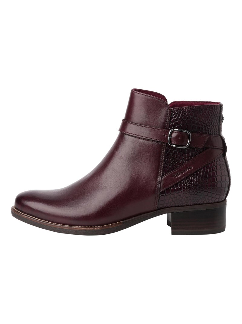 Bottine Cuir Tamaris Rouge - Kiabi