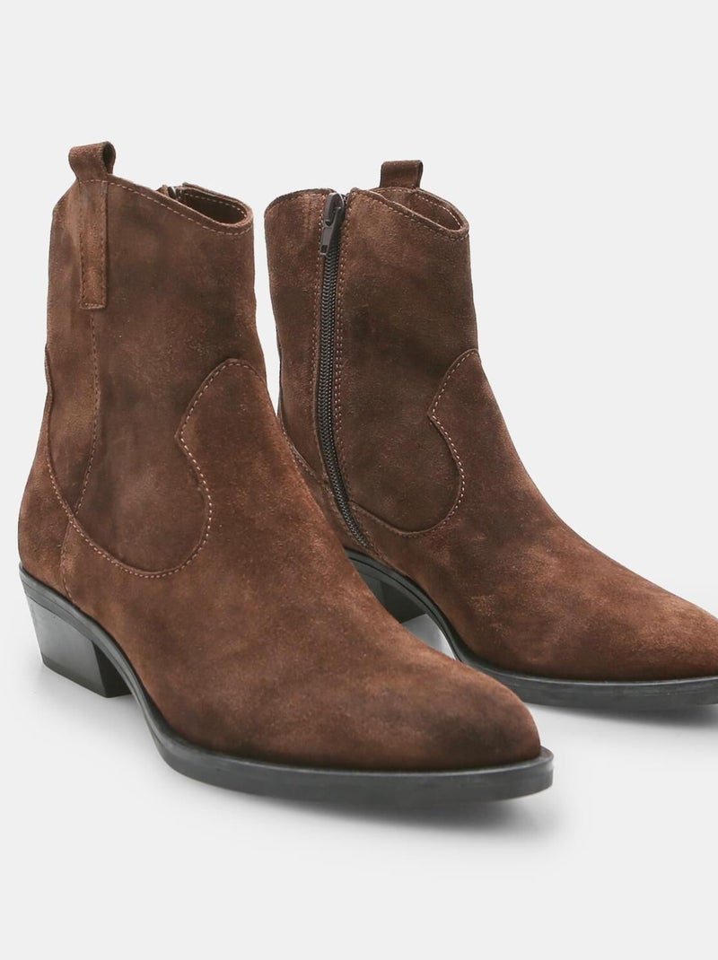 Bottine de cow-boy en daim BATA Marron - Kiabi
