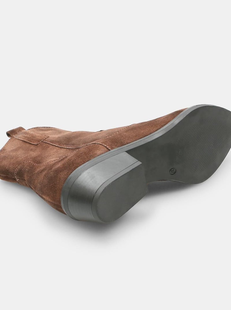 Bottine de cow-boy en daim BATA Marron - Kiabi