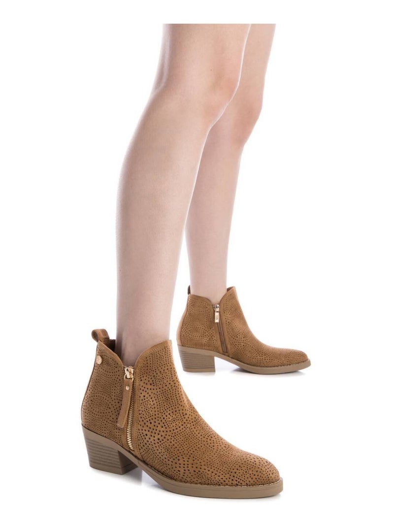 Bottine décontractée à talon fermeture éclair Camel - Kiabi