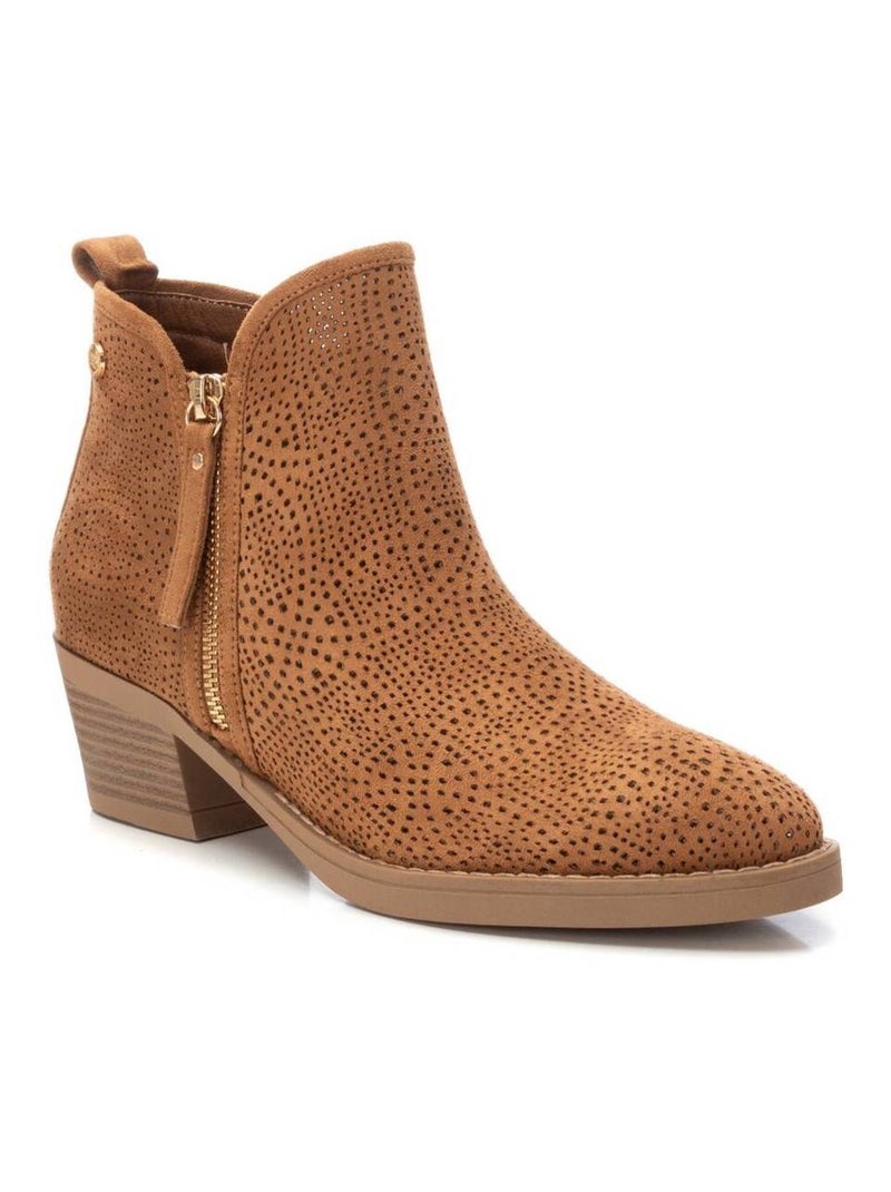 Bottine décontractée à talon fermeture éclair Camel - Kiabi