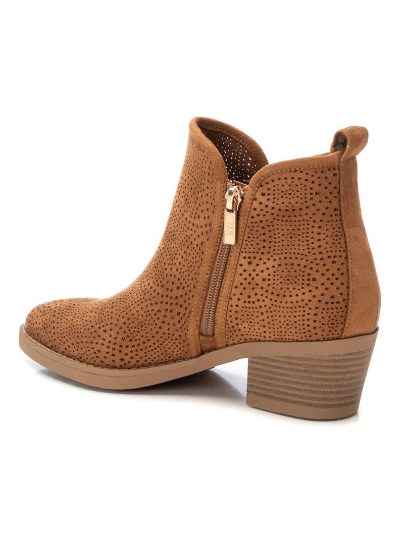 Bottine décontractée à talon fermeture éclair Camel - Kiabi