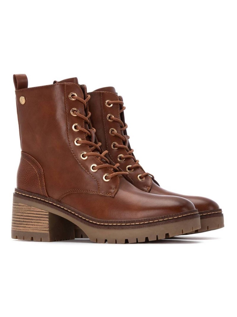 Bottine décontractée à talon fermeture éclair Camel - Kiabi