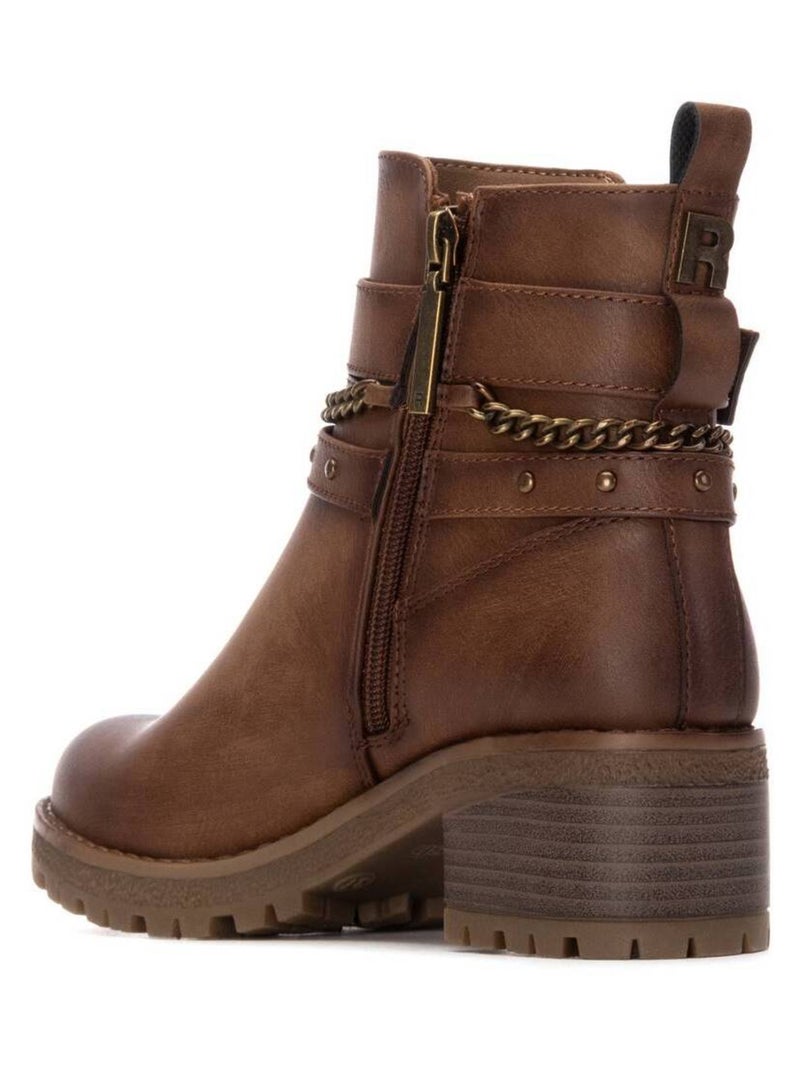 Bottine décontractée à talon fermeture éclair Camel - Kiabi