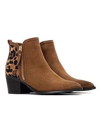 Bottine décontractée à talon fermeture éclair