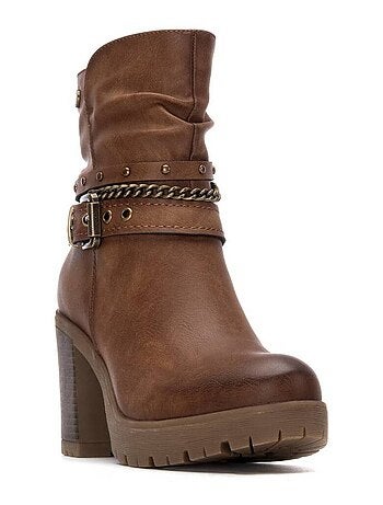 Bottine décontractée à talon fermeture éclair