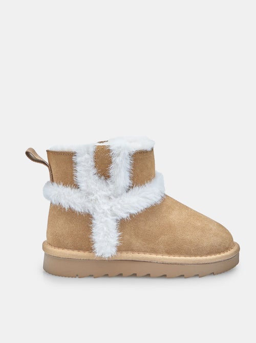Bottine d'hiver pour fille en daim avec inserts Bata - Kiabi