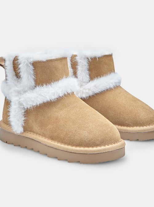 Bottine d'hiver pour fille en daim avec inserts Bata - Kiabi