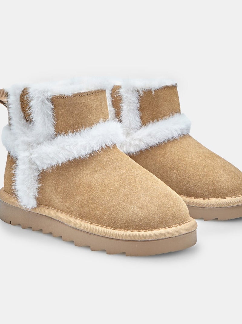 Bottine d'hiver pour fille en daim avec inserts Bata Bronze - Kiabi