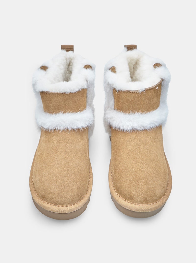 Bottine d'hiver pour fille en daim avec inserts Bata Bronze - Kiabi