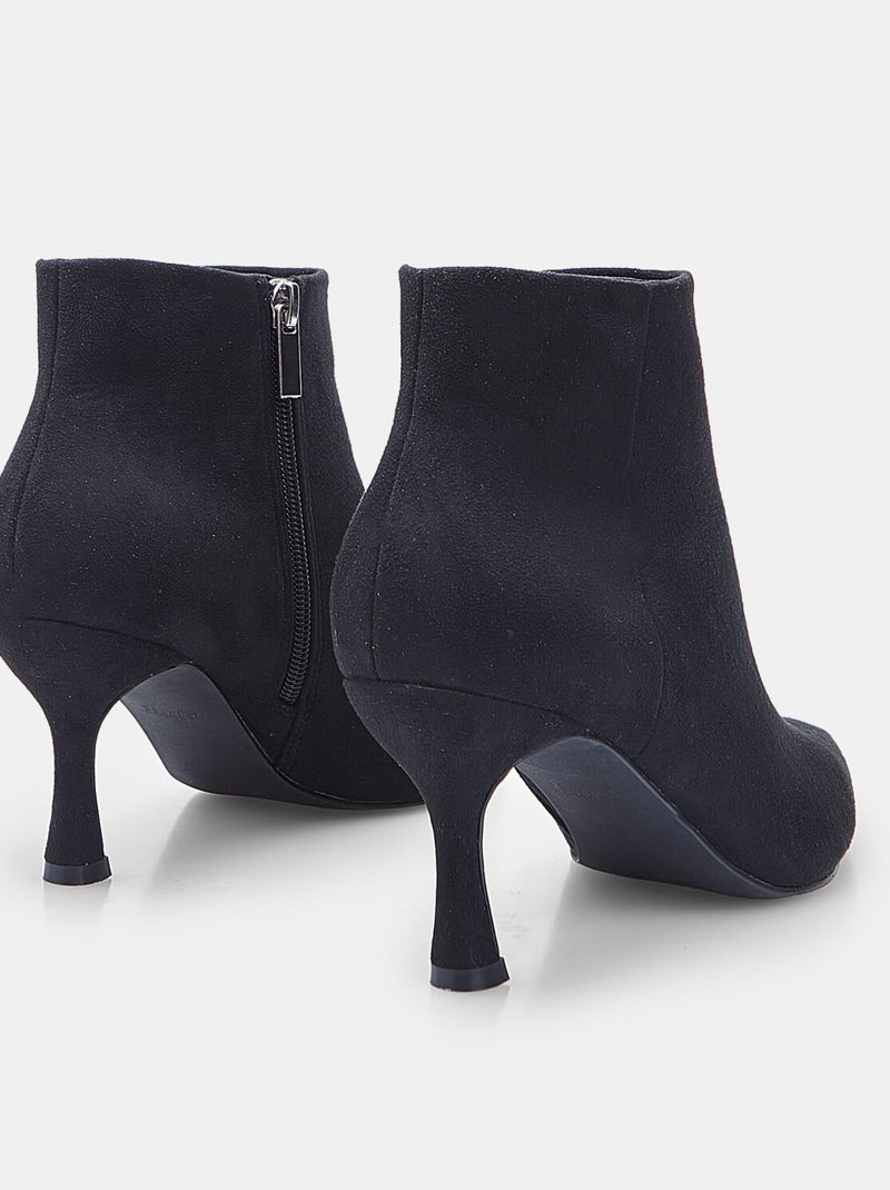 Bottine  effet suédé avec talon Bata Noir - Kiabi