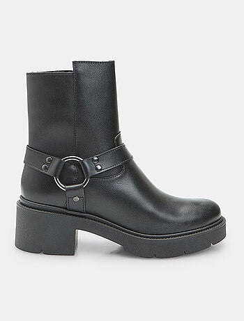 Bottine en cuir avec bande et boucle Bata