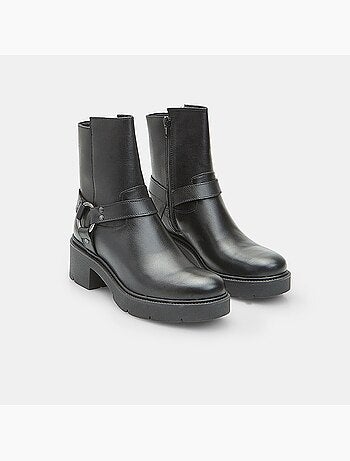 Bottine en cuir avec bande et boucle Bata