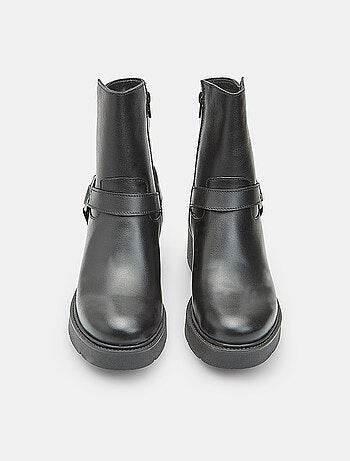 Bottine en cuir avec bande et boucle Bata
