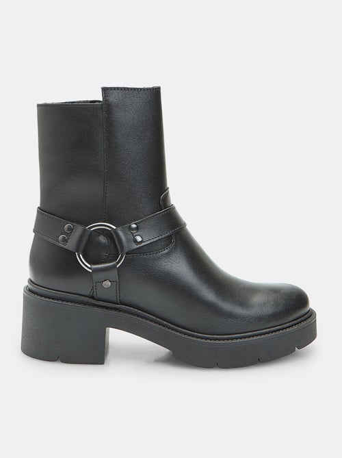Bottine en cuir avec bande et boucle Bata - Kiabi