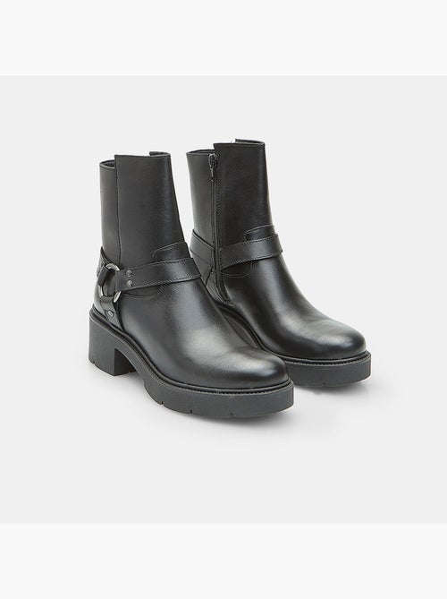 Bottine en cuir avec bande et boucle Bata - Kiabi
