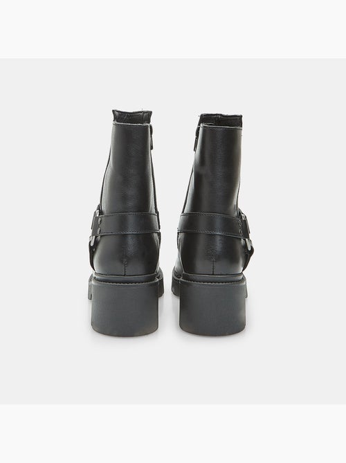 Bottine en cuir avec bande et boucle Bata - Kiabi