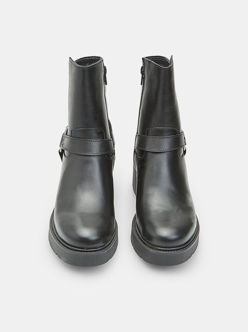 Bottine en cuir avec bande et boucle Bata - Kiabi