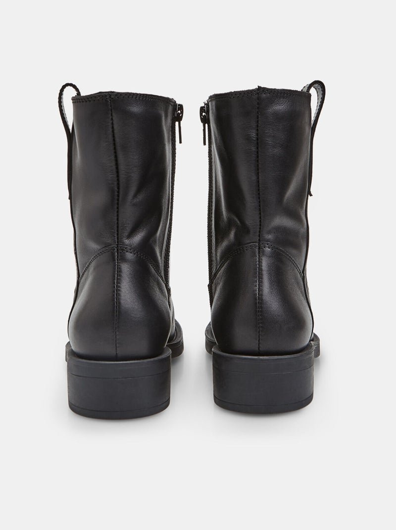 Bottine en cuir avec boucle pour femme Bata Noir - Kiabi