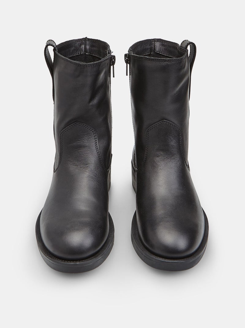 Bottine en cuir avec boucle pour femme Bata Noir - Kiabi