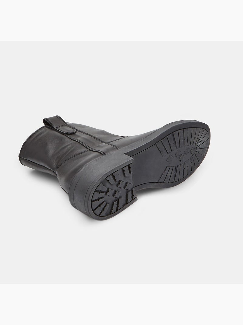 Bottine en cuir avec boucle pour femme Bata Noir - Kiabi