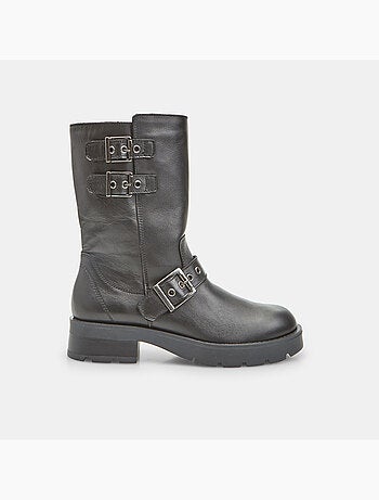 Bottine en cuir avec double boucle Bata