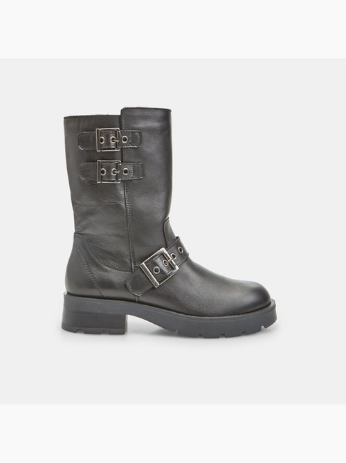 Bottine en cuir avec double boucle Bata - Kiabi