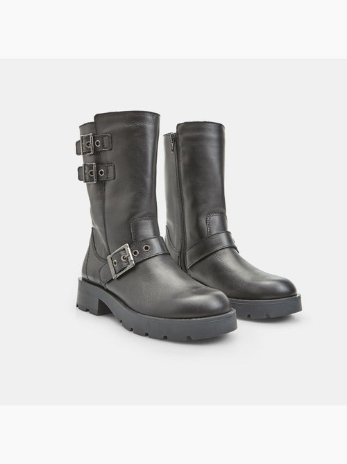 Bottine en cuir avec double boucle Bata - Kiabi